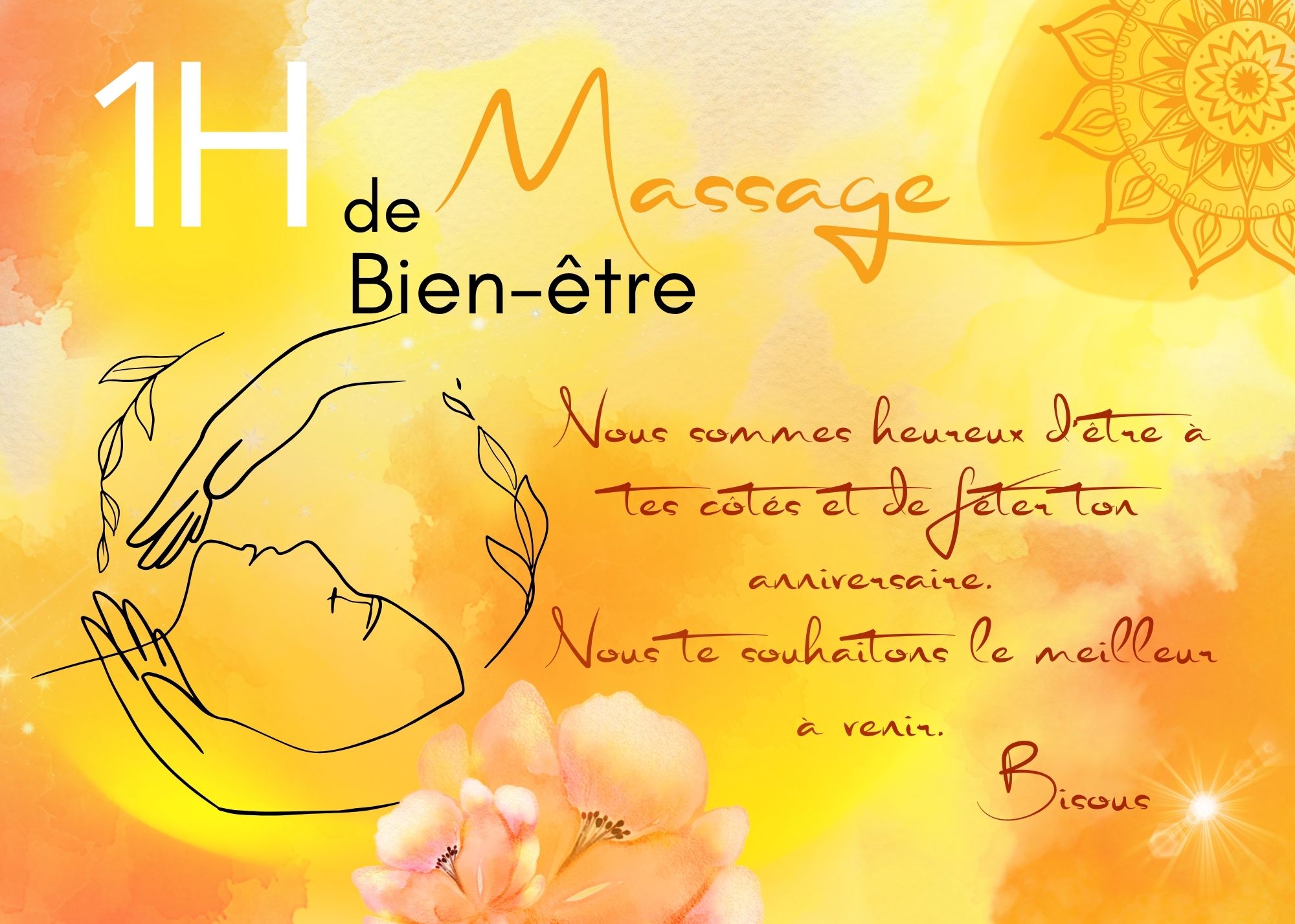 Exemple de carte cadeau réalisée à la main par Laure