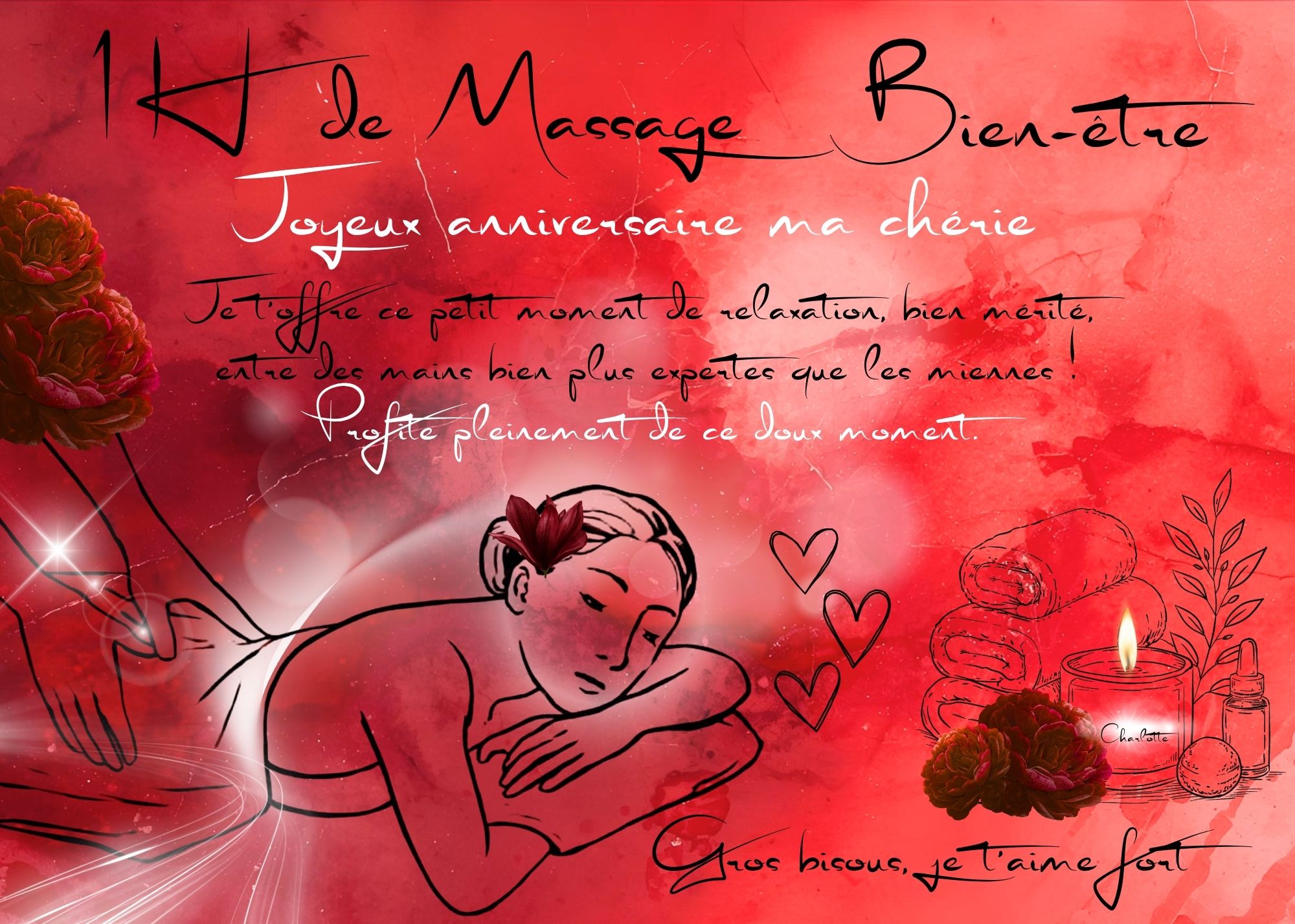 Exemple de carte cadeau réalisée à la main par Laure
