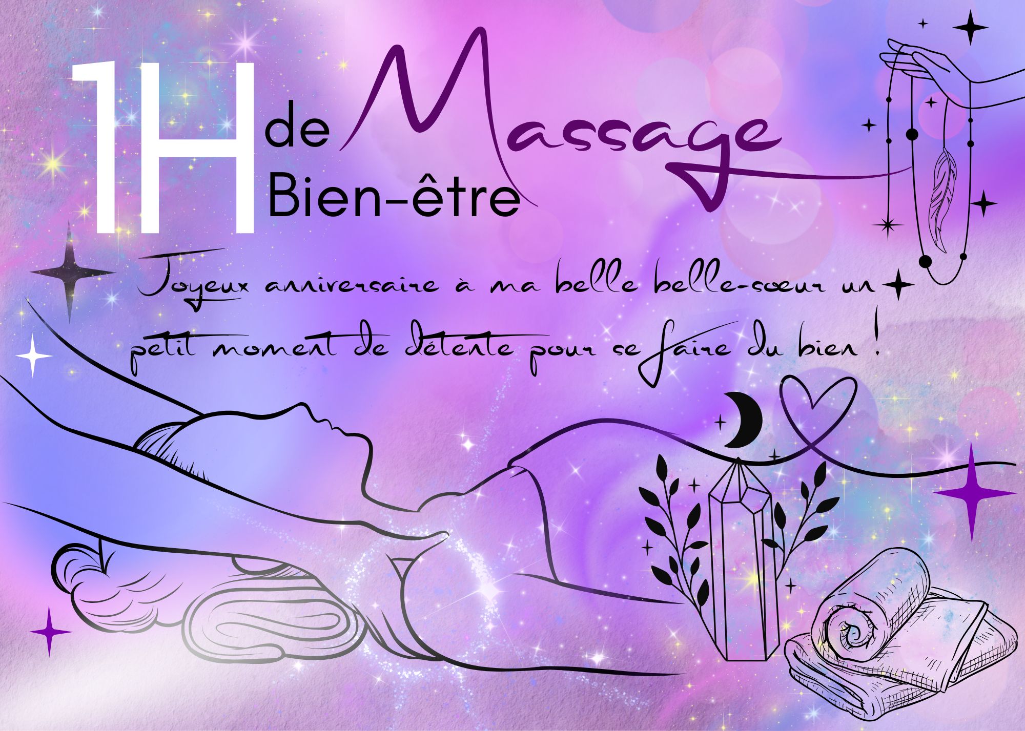 Exemple de carte cadeau réalisée à la main par Laure